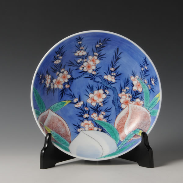 Japan Pottery Net / 色鍋島桃文七寸高台皿