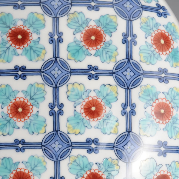 Japan Pottery Net / 色鍋島更紗文七寸高台皿