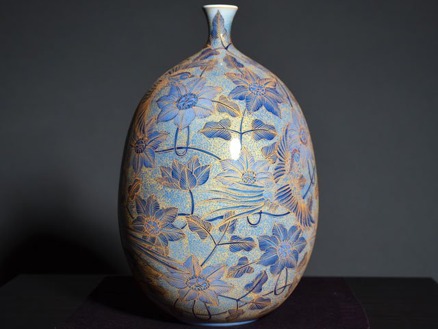 有田焼】飾り花瓶 釉裏金彩鉄線花鳳凰図 - JTOPIA