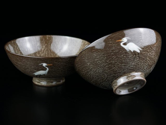 15代横石臥牛窯作：夫婦茶碗 鷺図 - 有田焼のJTOPIA