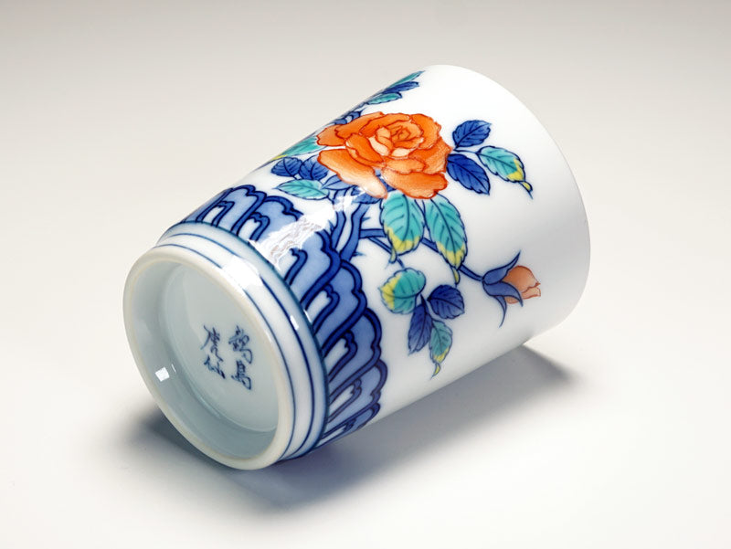 有田焼】睦揃（夫婦茶碗セット）染錦吉祥薔薇図