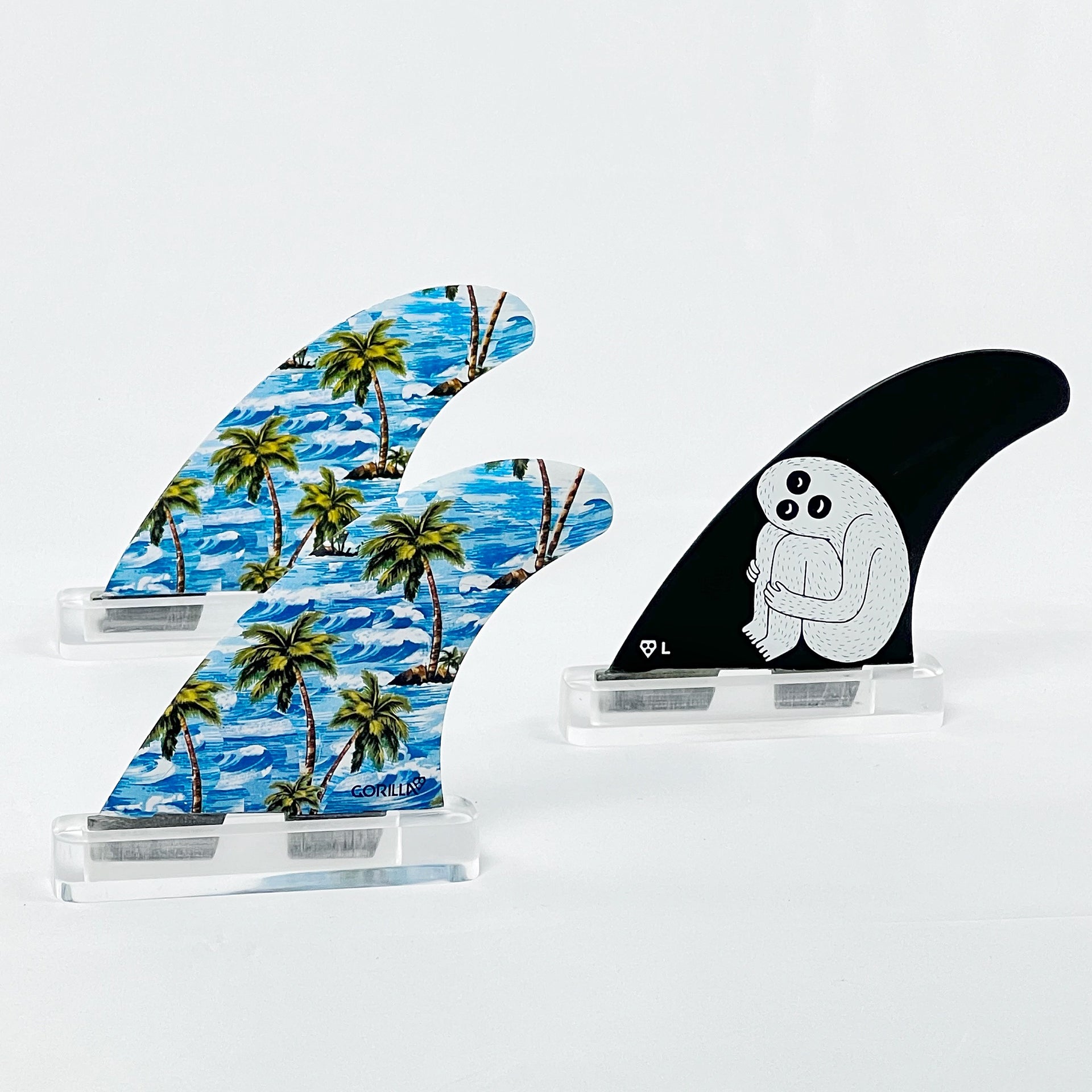 Gorilla FCS II Sloth Palm Trend Shank Tri-Quad Large Fins — Jungle