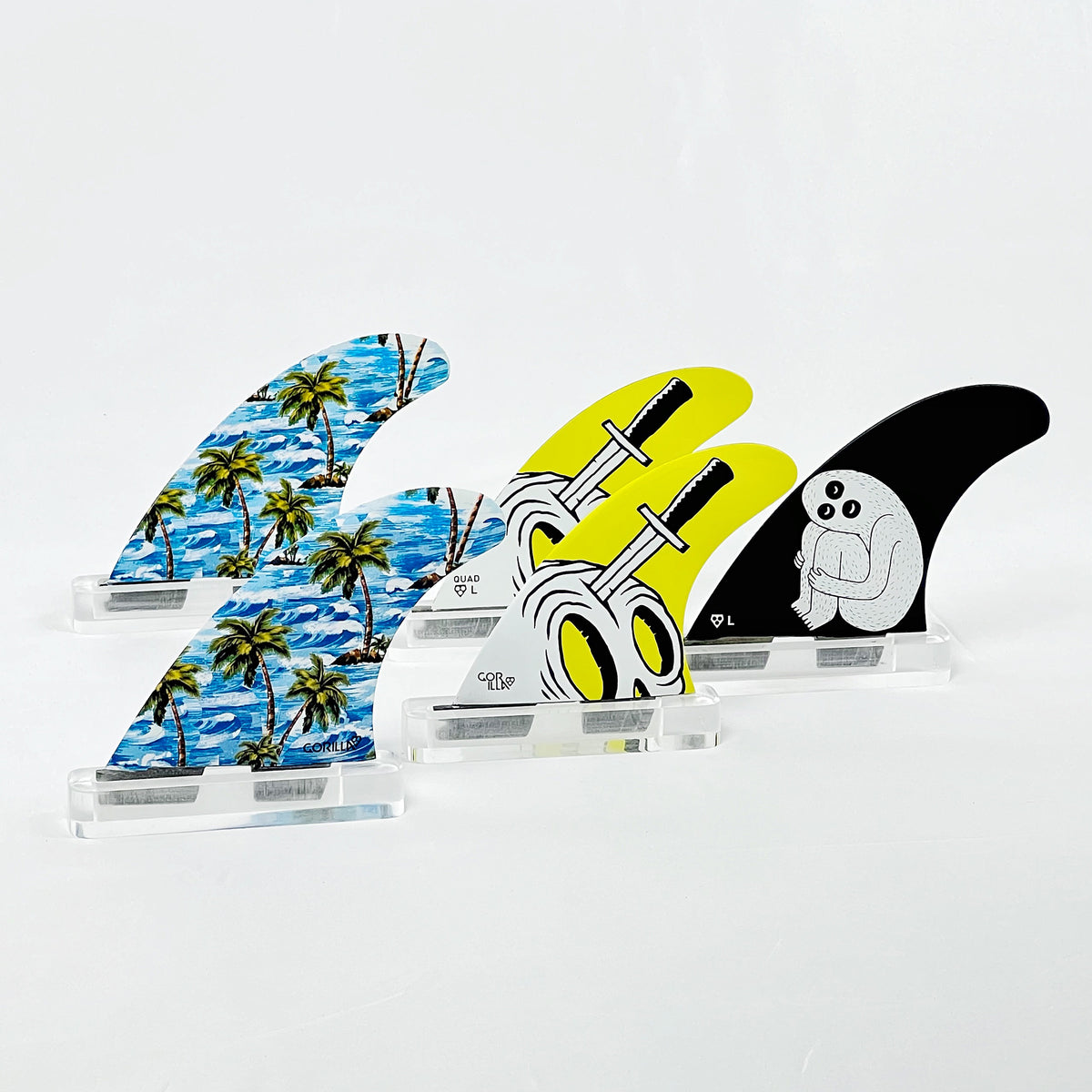 Gorilla FCS II Sloth Palm Trend Shank Tri-Quad Large Fins — Jungle