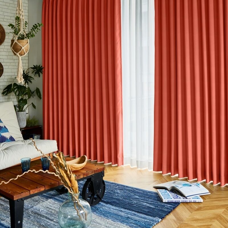 ツル カーテン JC-67257R コーラル ｜ジャストカーテン