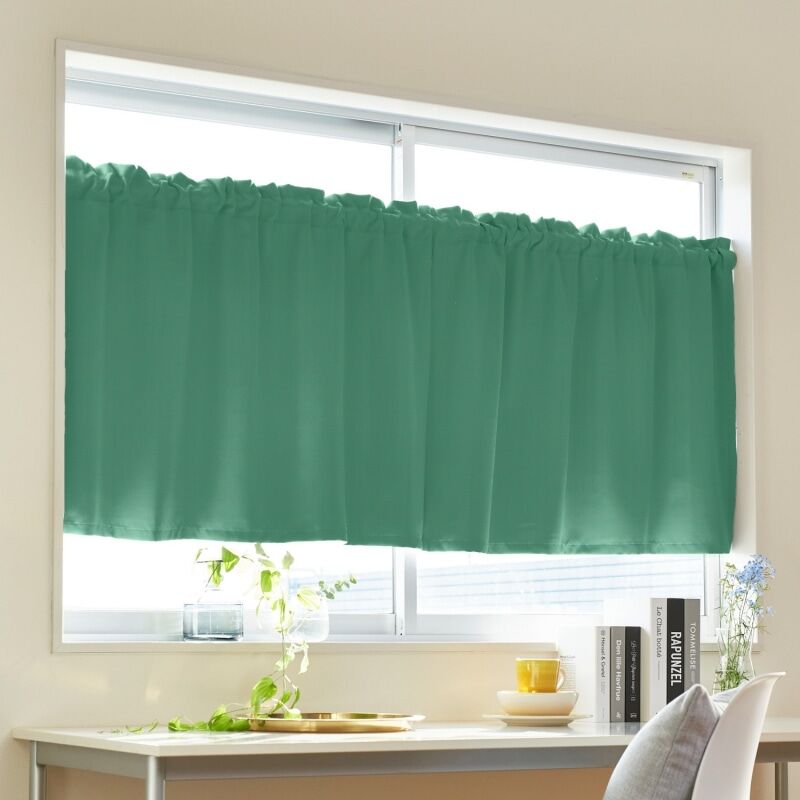 ツル カフェカーテン JC-67263R ビリジアン ｜ジャストカーテン