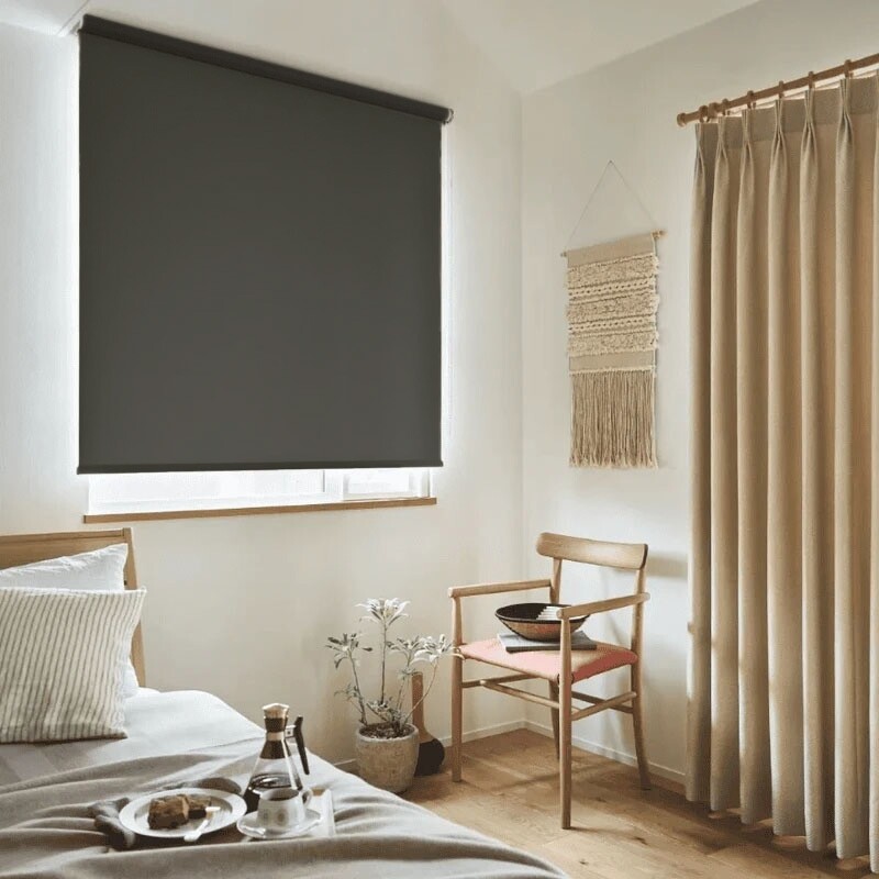 ロールスクリーン-ファブリックウォッシャブル遮光- ソフトブラック JC