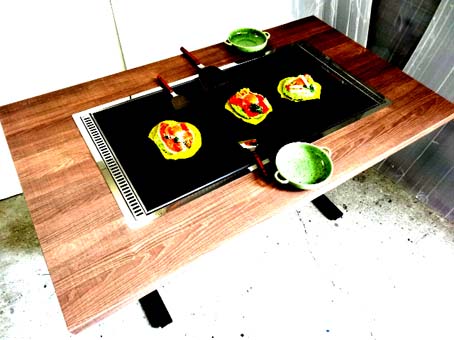 もんじゃ焼きテーブル 1500x800x高さ330 木座足