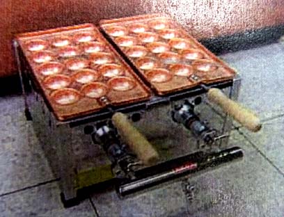 明石焼き器（手打ち銅板鍋付） オリジナル特製カンテキ 15穴x2連