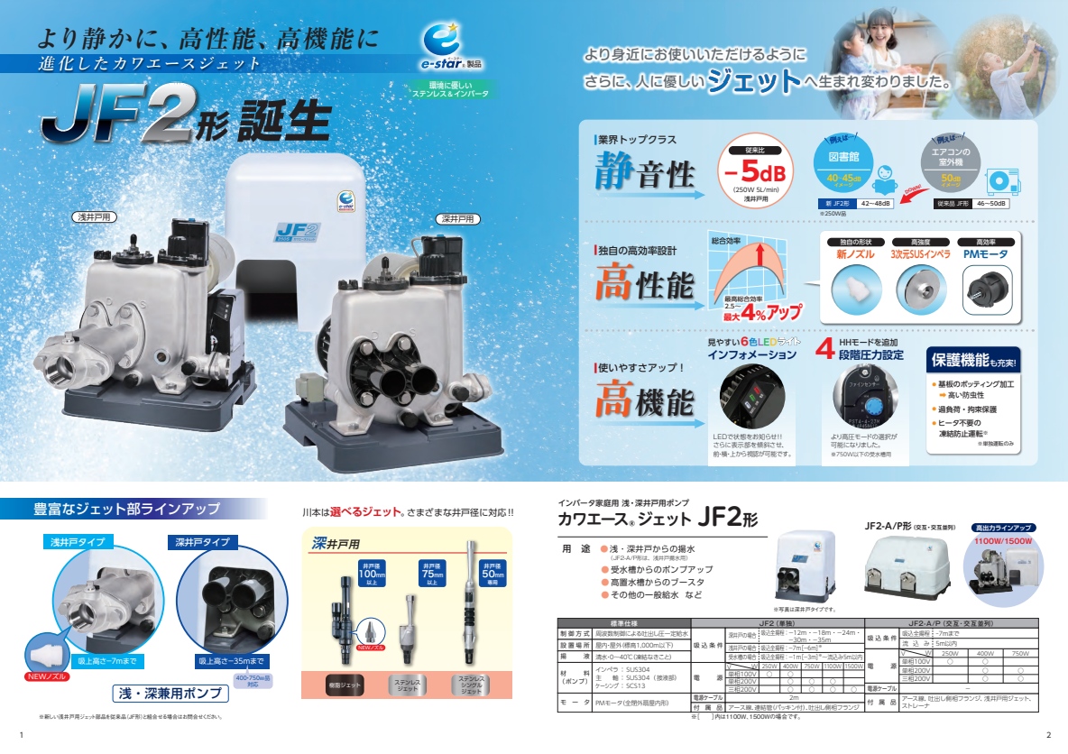 川本製作所】 JF2-400S カワエース ジェット 浅井戸・深井戸用自動