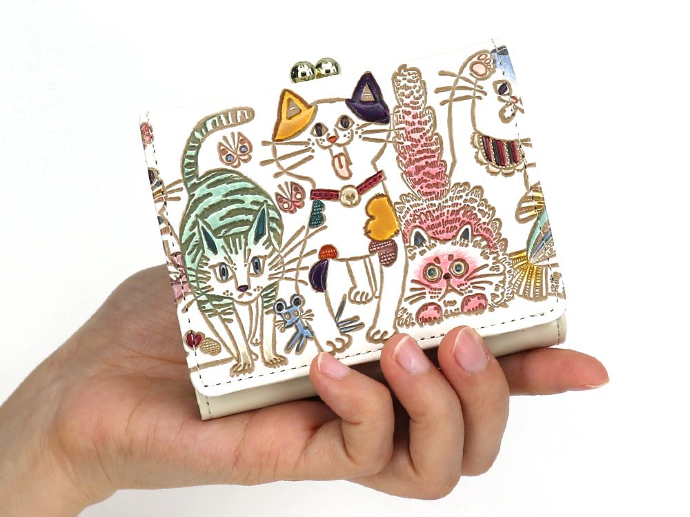 ネコ集合 三つ折りミニ財布［t］