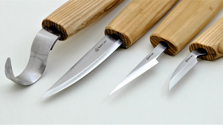 Beaver Craft カービングナイフ・バラエティー4点セット (ツールロール