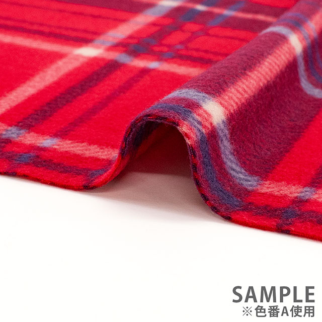 生地 フリースプリント チェック 約140cm幅×150cmカット（77538-1） A