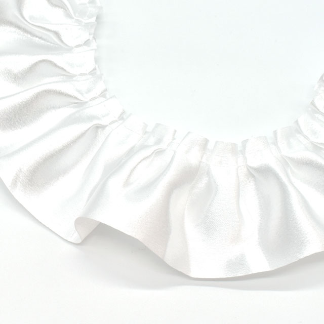 太幅サテンボックスフリルレース（650BF） 1.ホワイト オカダヤ