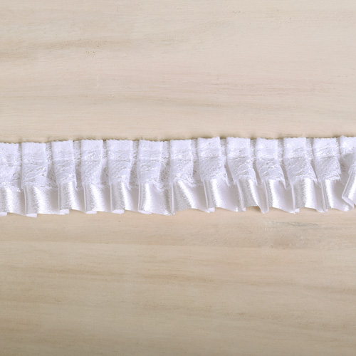 サテンフリルレース（6251FQ） 約3.5cm幅 1.白×白 オカダヤ(okadaya