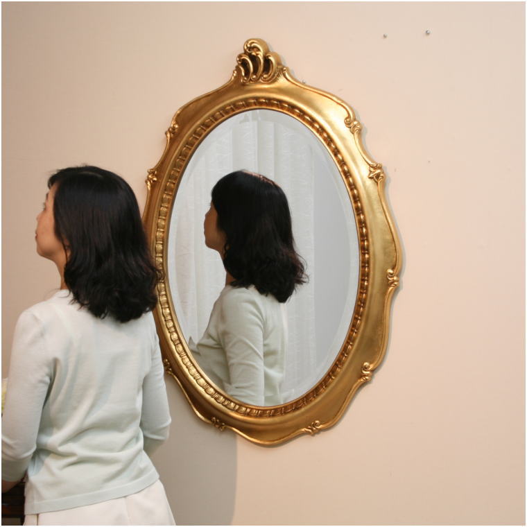 鏡 ミラー fa1674go イタリア製 アンティークゴールド仕上げのオーバル
