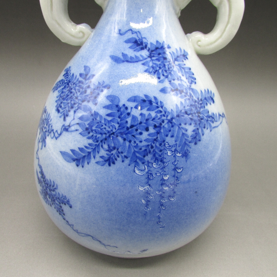 瀬戸焼 加藤勘四郎 染付風景文花瓶 - 敬誠アート [ 公式 ]