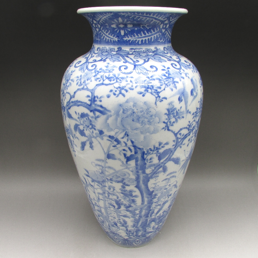 瀬戸焼 加藤紋右衛門 染付花鳥文花瓶 - 敬誠アート [ 公式 ]