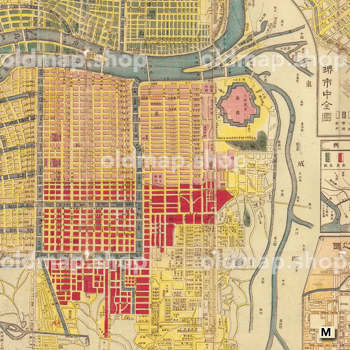 改正新版大阪明細全図 明治15年(1882) – 古地図 – 古地図素材データの