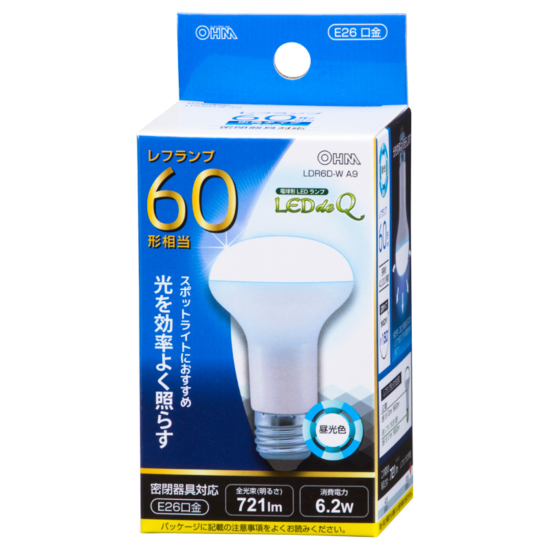LED電球 レフランプ形 E26 60形相当 昼光色 [品番]06-0772｜株式会社