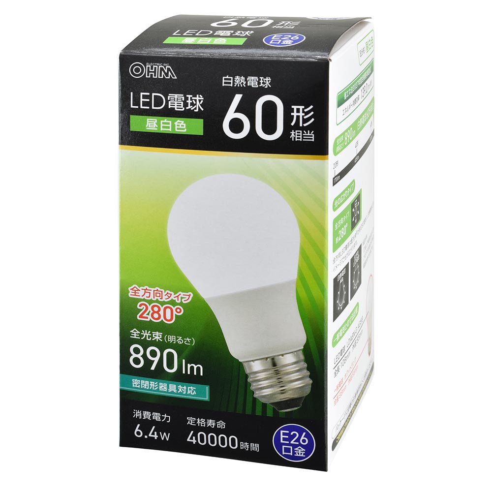 LED電球 E26 60形相当 昼白色 [品番]06-5458｜株式会社オーム電機