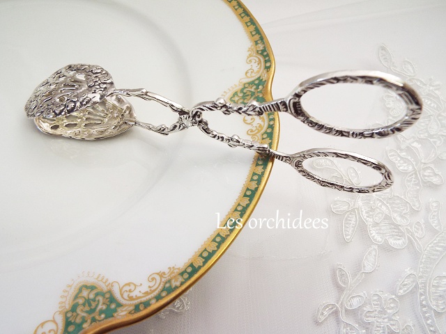 ヴィンテージ 純銀sv800 サンドウィッチ・ケーキトング オルキデ