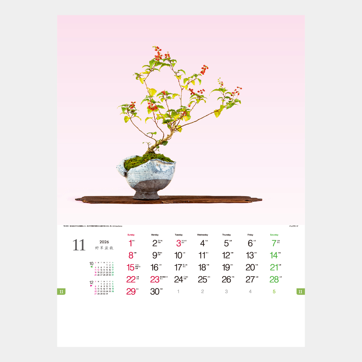 TD-819 野草盆栽2026年版の名入れカレンダーを格安で販売 - 名入れ