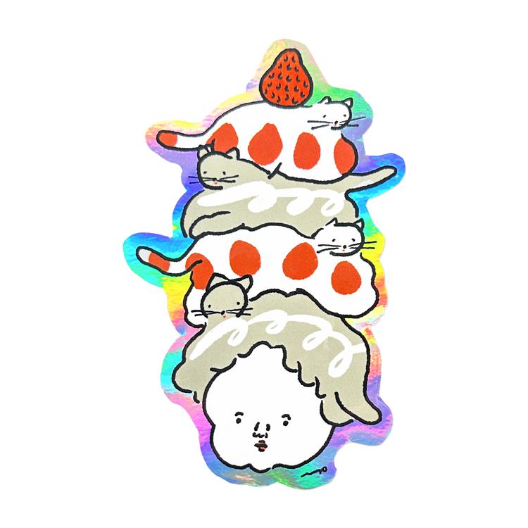 クリエイターズサーカス ステッカー 大サイズ ナガキパーマ ネコケーキ