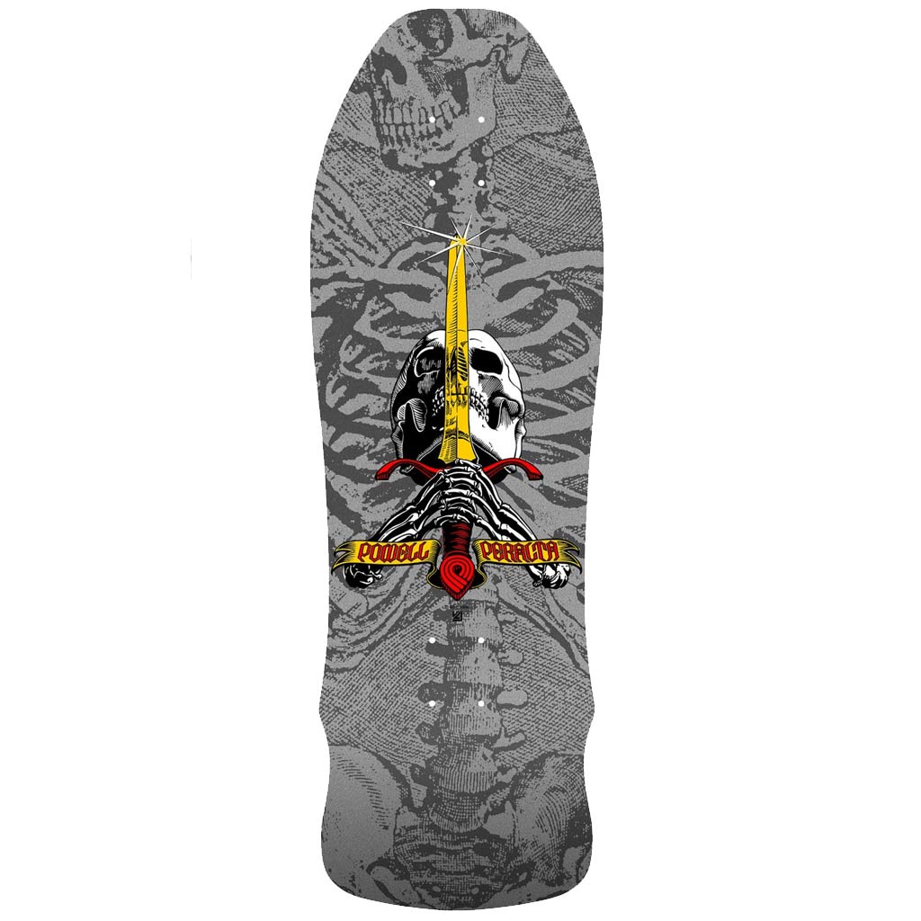 Powell Peralta GeeGah Skull and Sword Deck Silver 9.75 x 30
