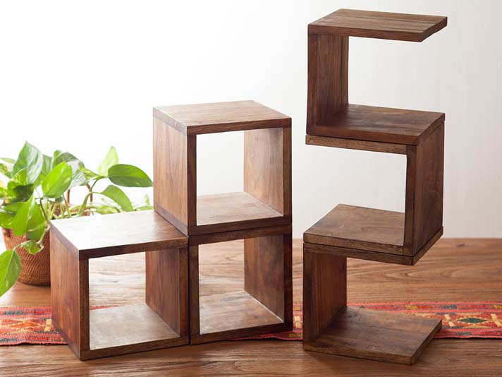 木製卓上ボックス [コの字・ロの字 / ライトブラウン]【coro-box