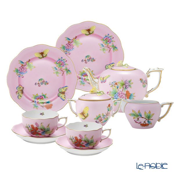 ヘレンド (HEREND) ピンクのヴィクトリア VE-FP1 2人用 ティー7点