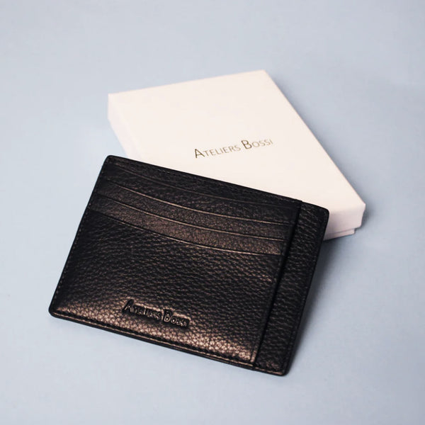 Porte-Cartes en Cuir Noir Ateliers Bossi | La Box Homme