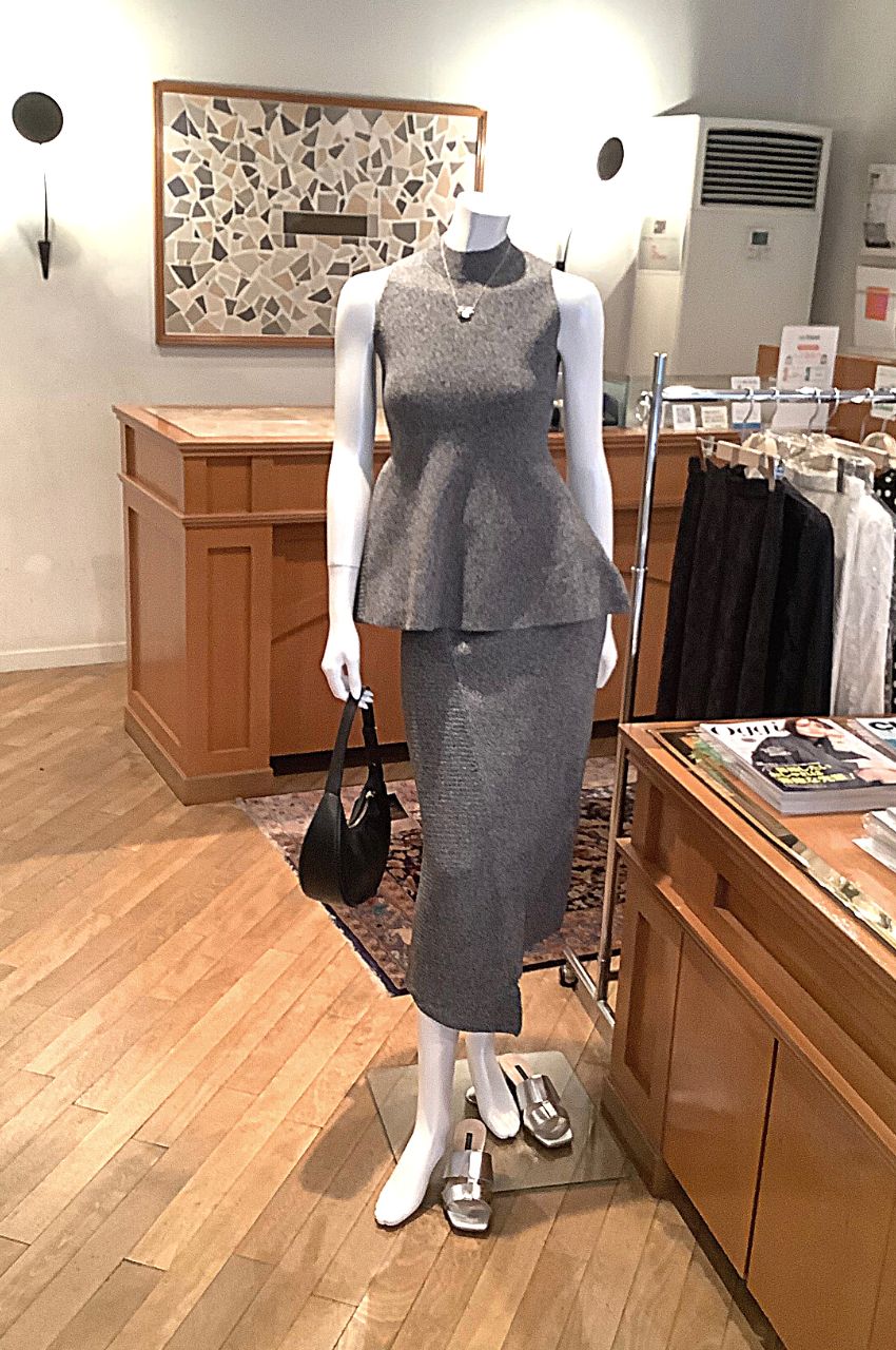 FRAY I.D - アシメヘム畦編みペプラムノースリニット ( ミックス