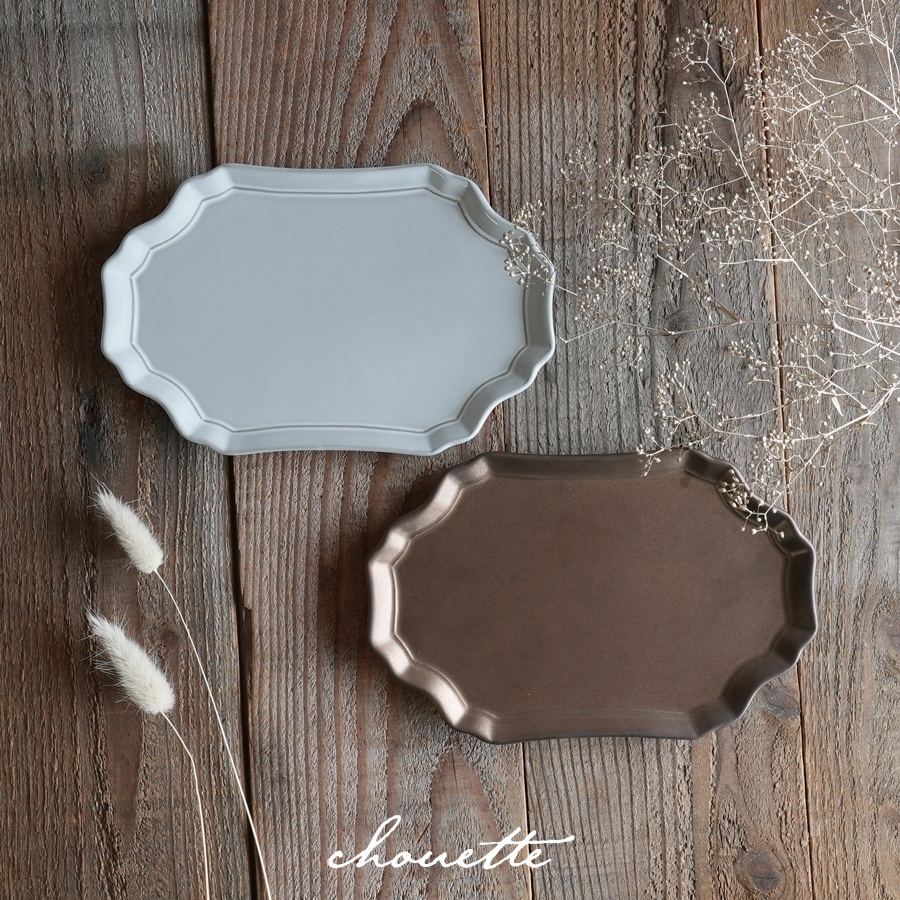 Chouette】シュエット プレートS ブロンズ ホワイト 20x13cm 黒土 Des