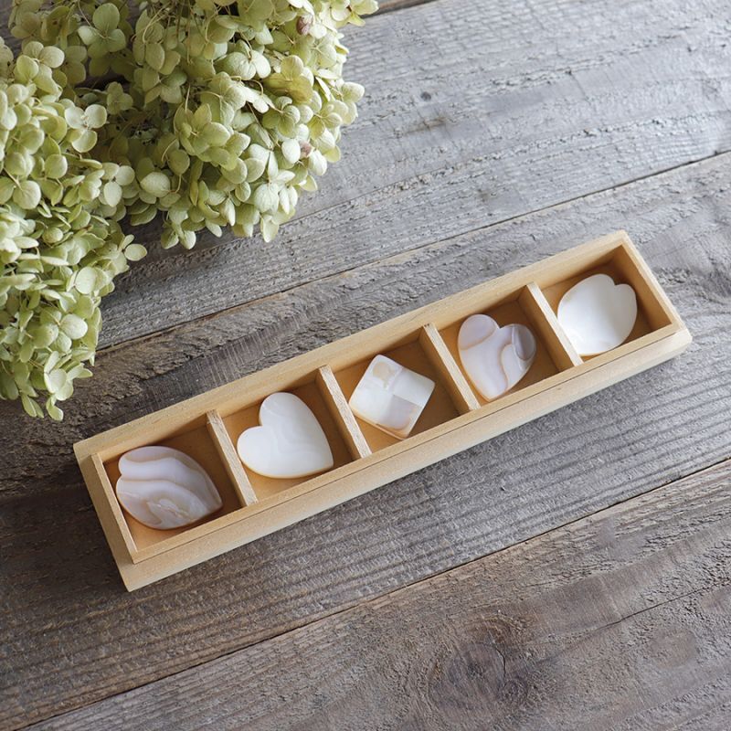 Pearl Collection】箸置き 5個セット シェル 花びら ハート 市松 木