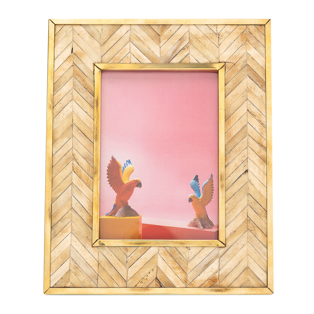 シェブロンブラウン13x18cm フォトフレーム - フォトフレーム・写真