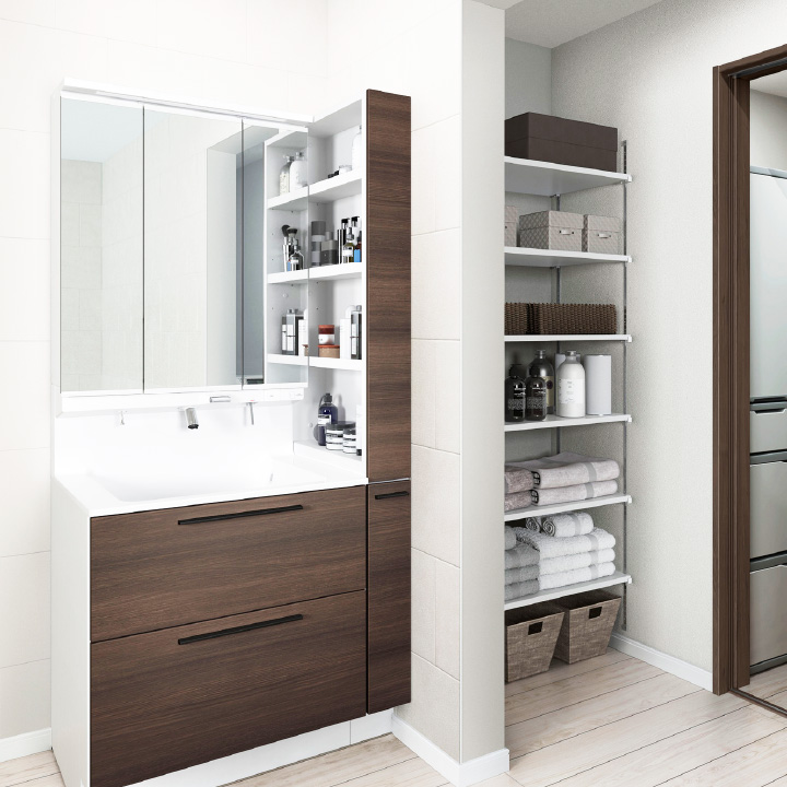 ぴったり棚 プラン02] 洗面所プラン W900×H1820×D430 【LIXIL