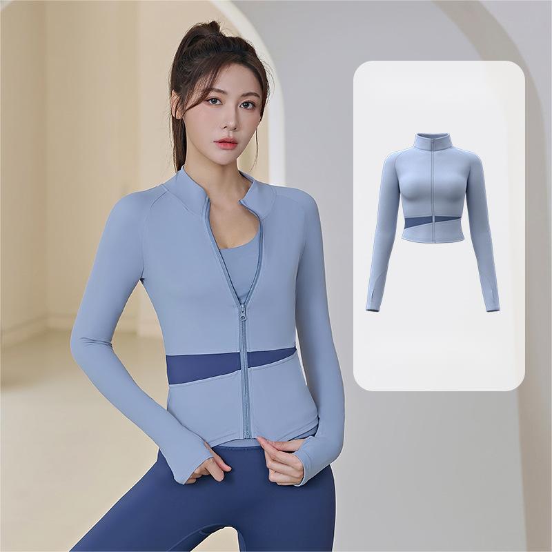 カラーブロック アウターウェア レディース 長袖 ジッパー タイト