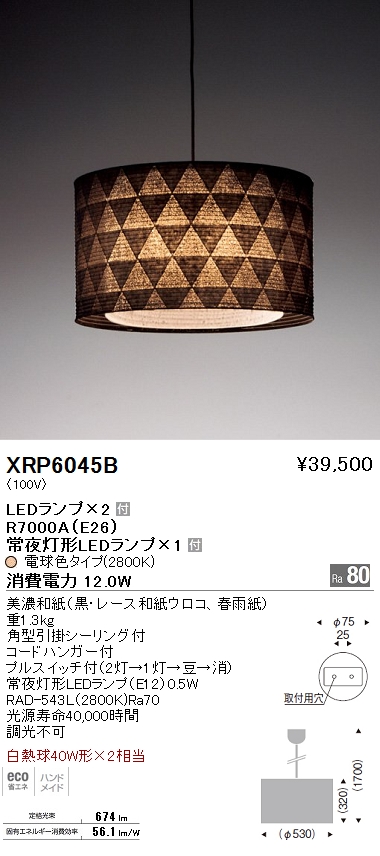 LEDペンダントライト1点 遠藤照明 XRP6060C【M‐2409TL7】 遠藤照明