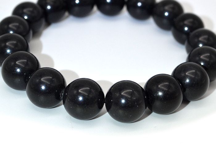 日本の石 那智黒石 12mm玉ブレスレット 三重県 パワーストーン 天然石