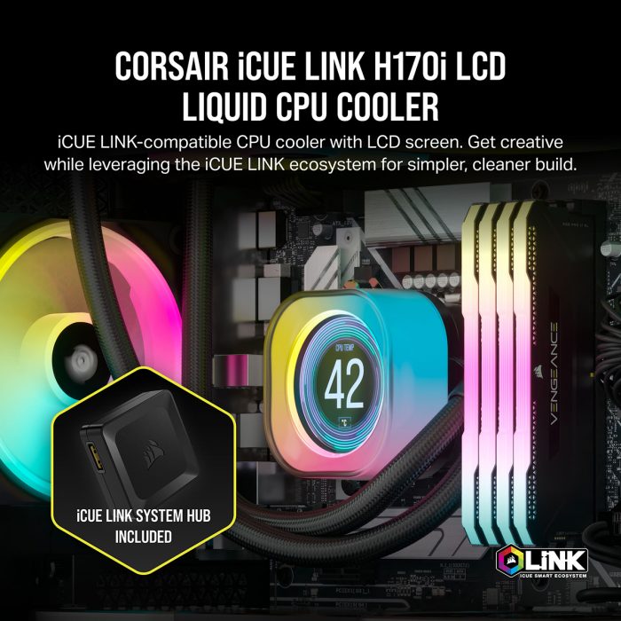 CORSAIR、2.1インチIPS液晶搭載 420 mmサイズのiCUE LINK水冷ユニット