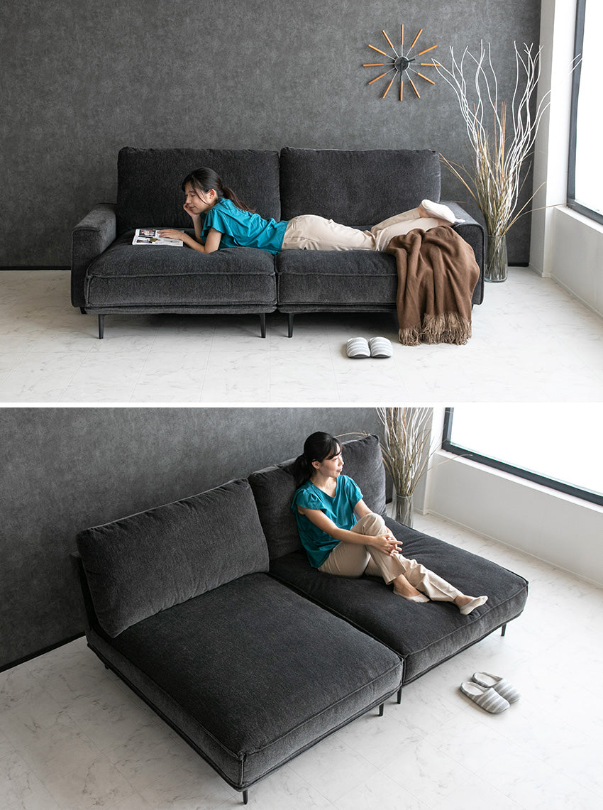 lushroom ディープソファ 3人掛け 4人掛け ファブリック グレー