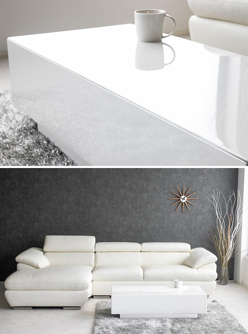 lushroom センターテーブル 引き出し 収納付き ホワイト ハイグロス