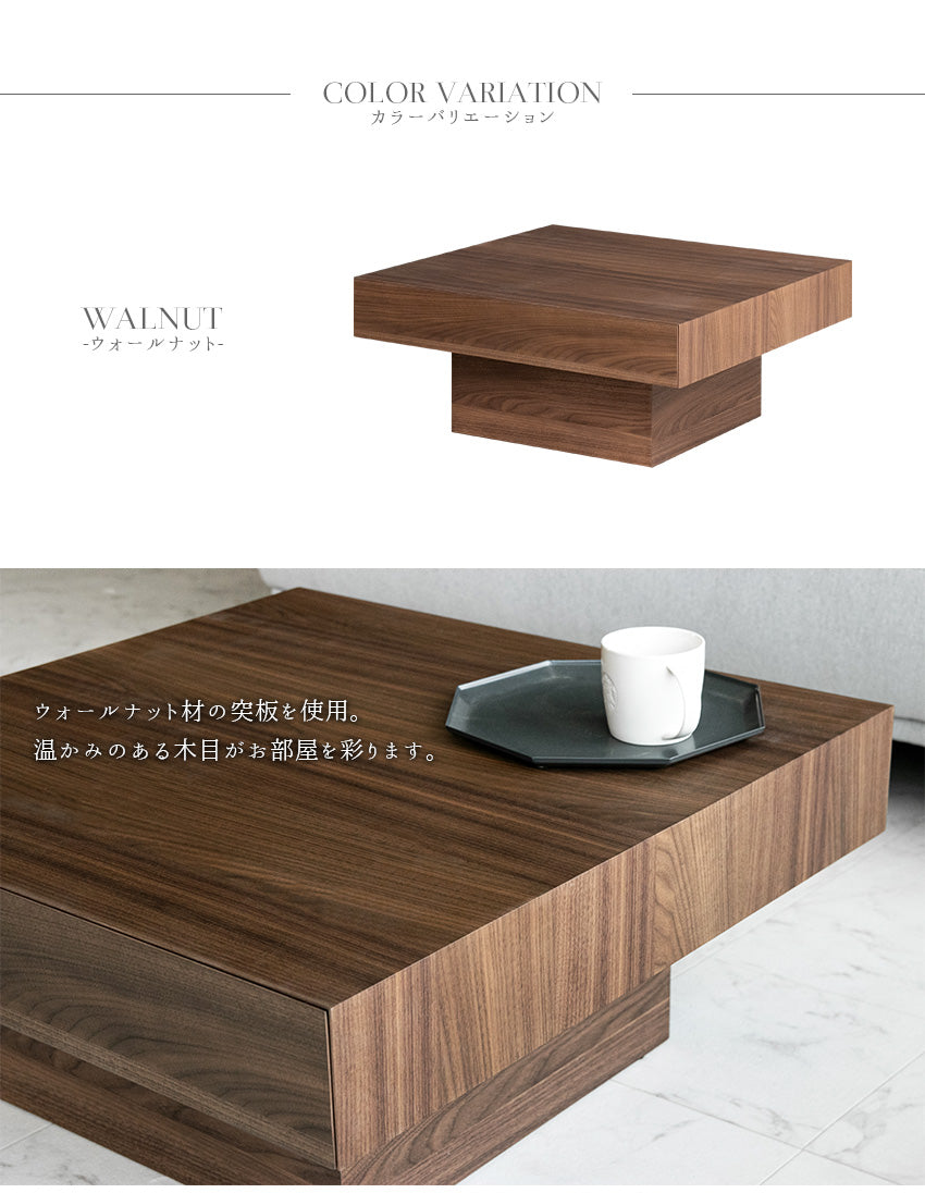 lushroom センターテーブル 引き出し 収納 ウォールナット ブラック