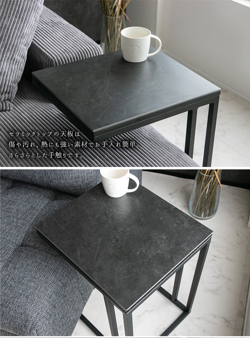 lushroom サイドテーブル セラミック ブラックオーク 突板 テーブル