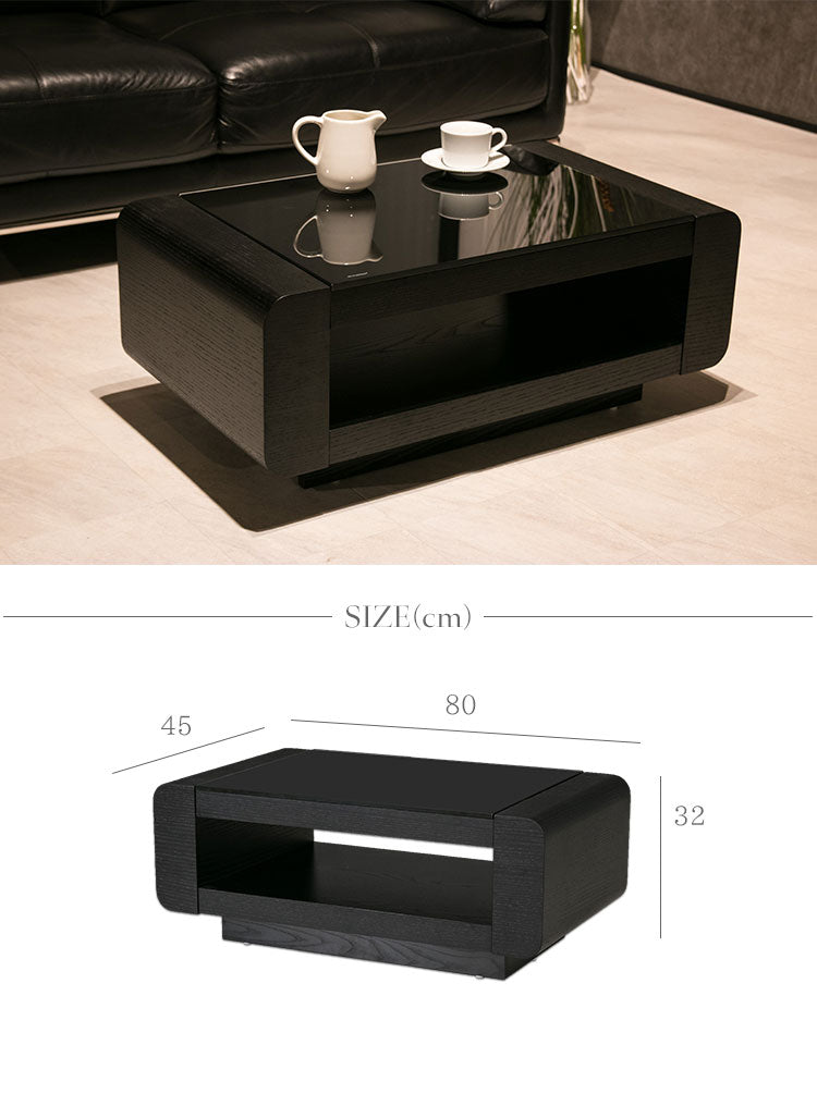 lushroom センターテーブル ガラス ウォールナット ブラックオーク