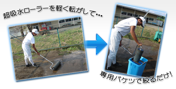 水溜り処理の超吸水ローラー