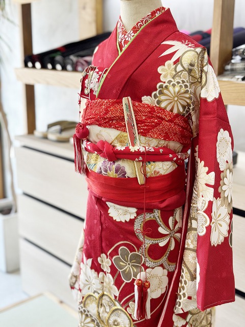 七五三 四つ身着物 刺繍 長襦袢セット 7歳用 七五三着物 女の子着物