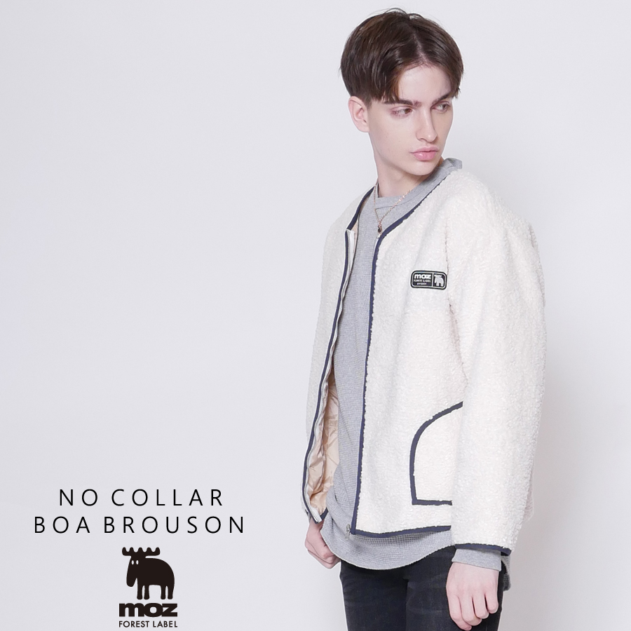 moz FOREST LABEL ノーカラーボアブルゾン