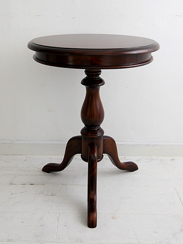 英国アンティーク木製ワインテーブル/サイドテーブル/丸机/飾り棚(89