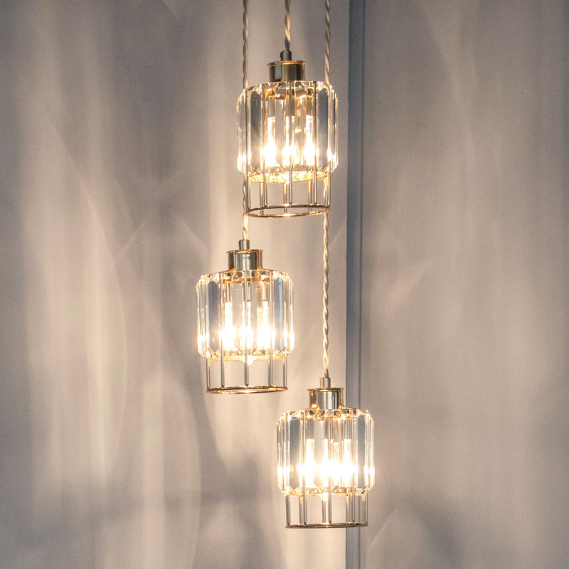 NOEL3 ノエル3 ペンダントライト 3灯 ガラス ワイヤー ゴールド LED